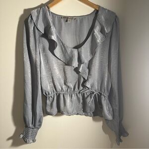 Grey Ruffled Blouse